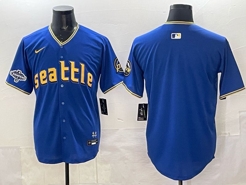 Men 2025 Seattle Mariners Blank Blue City Edition Nike MLB Jersey 22